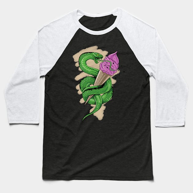 snake cream Baseball T-Shirt by A3DRAWING